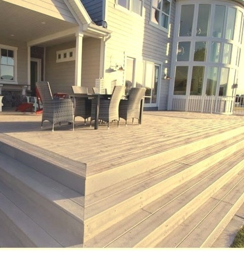 Large Cottage Backyard Outdoor Kitchen Deck Idea With An Addition To The Roof