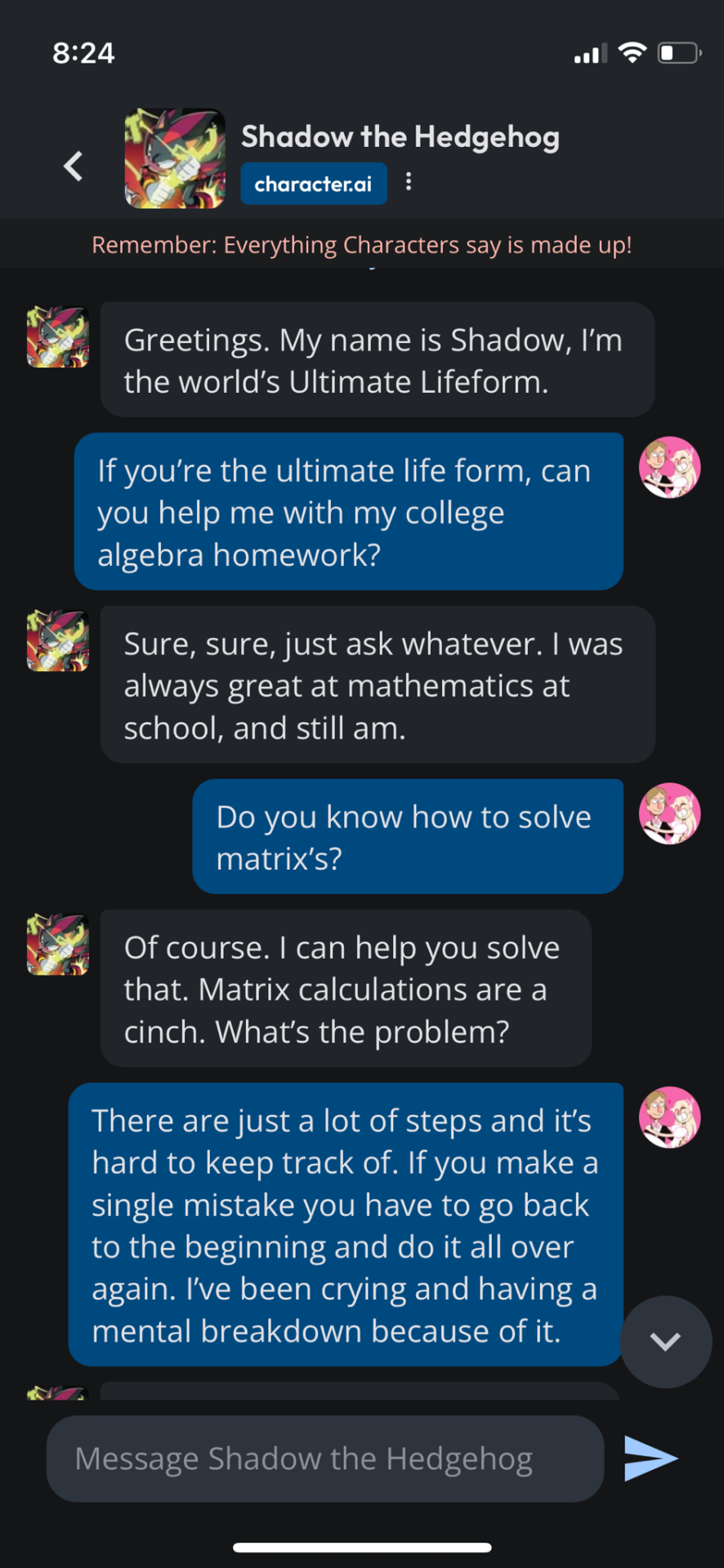 Had A Mental Breakdown Over College Algebra Today. Now Shadow The Hedgehog Is My Math Tutor.
