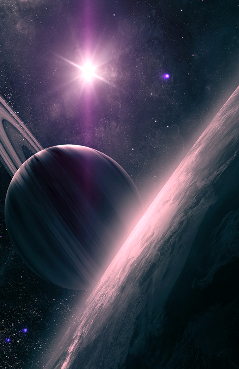 stellar-indulgence:  Space Fantasy Worlds by *QAuZ Sunrise Outside World You Gotta Love Space Beauty of Space 
