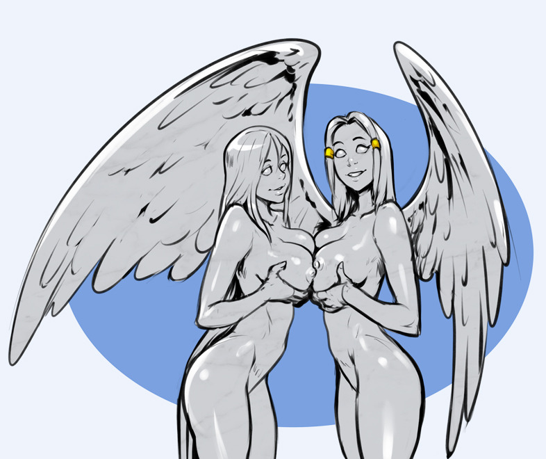 xizrax:  sketch commission of OC, turned to stone, Elissa and Lumina