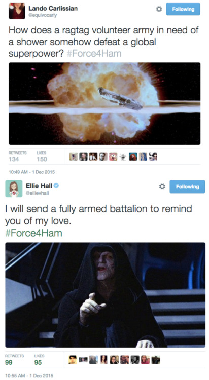 ninemoons42:hils79:buzzfeedgeeky:#Force4HamThis is the best thing to happen on Twitter today#force4h