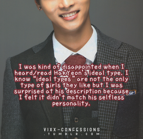 I was kind of disappointed when I heard/read HakYeon’s ideal type. I know “ideal types&r