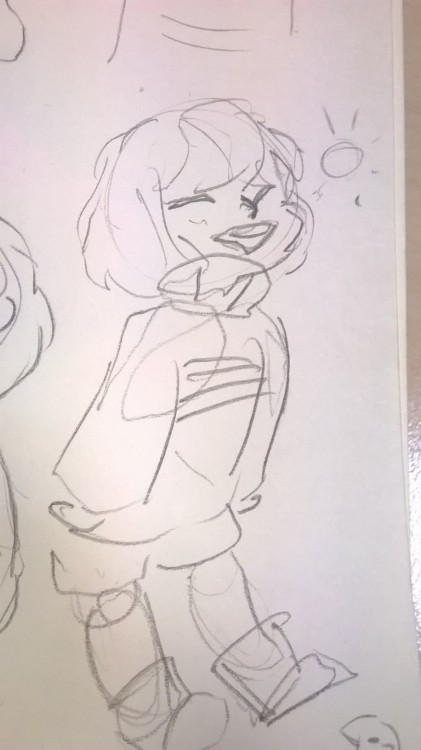 rivertimeline: one of my favorite thing to draw is Frisk smiling big smiles!