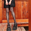 m-elina:hellokitty-tights:Kawaii Kitty Black FishNet Tights (✿◠‿◠)   GET