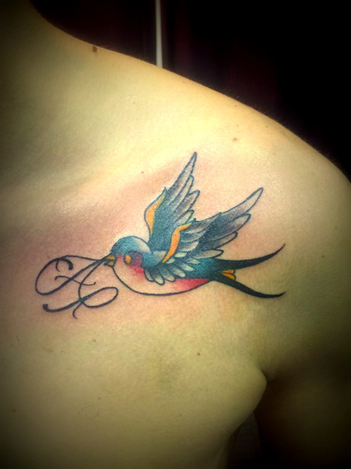 This is my boyfriends new tattoo…. a cute swallow with my monogram!!! thank u babeeeeeee i lo