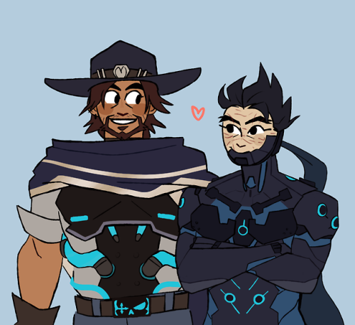 glysaturn: commission for @spacecowboyxo of royal mccree and carbon fiber genji