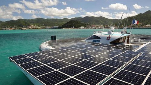 solarreviews:  The world’s largest solar-powered boat, Tûranor PlanetSolar, broke its own world record for crossing the Atlantic Ocean using only the power of the sun. The clean energy vessel traveled almost 2,870 miles in 22 days, 12 hours and 32