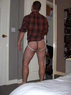 dailyposterior:  Flannel  …and jockstrap-framed