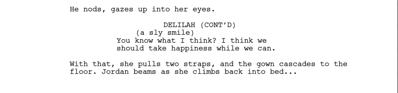 Well, I hope everyone’s had a chance to recover from last night’s episode, directed by Tim Scanlan and written by Charmaine DeGraté. First up, the sweet morning scene between Jordan and Delilah. We had to trim this scene down a bit for time but