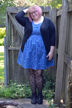 whitneygetsdressed:  August 23, 2015 Dress: Modcloth Sweater: Modcloth Tights: Lane Bryant Boots: Born This was my second attempt at dressing myself today.  Do you ever put something on, look in the mirror, and give yourself a big thumbs down?  For