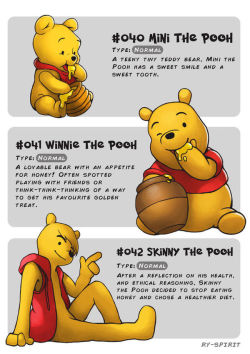 stachionalgeographic:  holybooks:  pr1nceshawn:Disney Characters   Reimagined  As Pokemon Evolutions. SKINNY THE POOH  