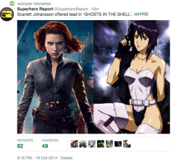 feministmagicalghoul:  ouijaboardsandtarotcards:  sherlockismyholmesboy:  this just in: white actress offered the chance of a lifetime to whitewash a japanese character in live-action adaption of hit anime that will also be subsequently whitewashed for