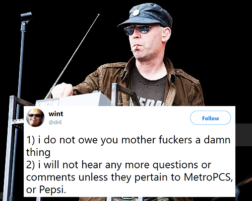 Industrial Musicians as dril tweets part II; industrial metal and rock. [justin broadrick, chris con