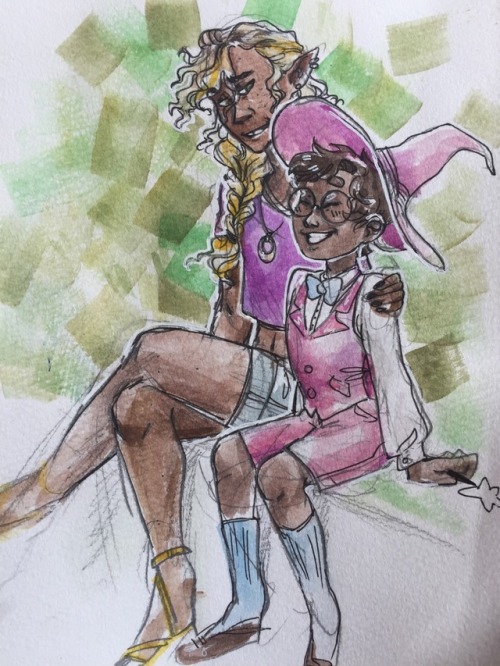 janmenart:My boi and his dad[image description: a drawing of Taako and Angus, sitting next to each o