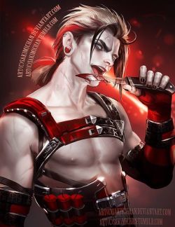 sakimichan:  My Male version of  Harley quin ^-^ 