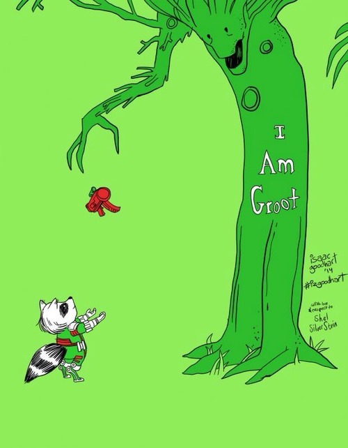 kellysue:
“archiemcphee:
“ California-based artist Isaac Goodhart created this awesomely heartwarming pop culture mashup illustration that combines Shel Silverstein’s classic story The Giving Tree with Marvel Comics’ Guardians of the Galaxy.
“The...