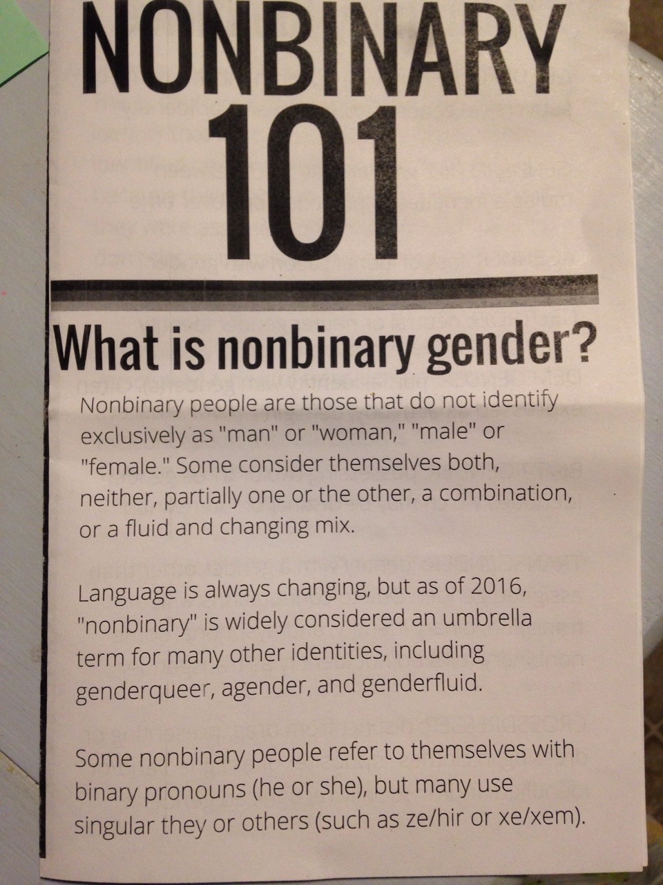 spencerofspace:  Since I’ve been getting a lot of questions about being non-binary,