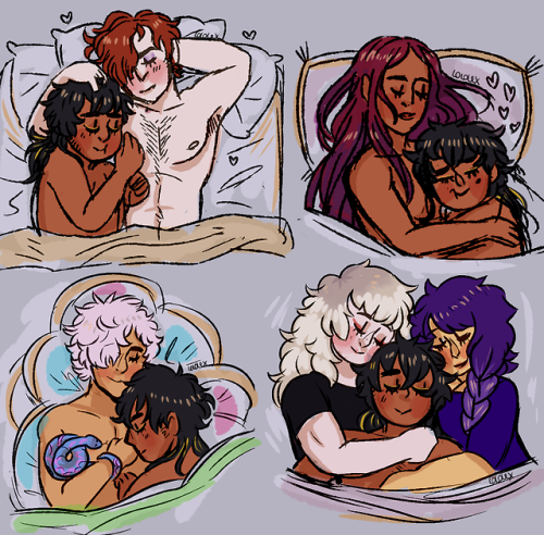 Cuddle time with the main 3 + Alphid @petalidae  and Cruz @nullxvii