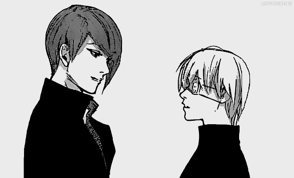 ladymoonstache:  “Welcome, Kaneki-kun!”“Tsukiyama-san…”