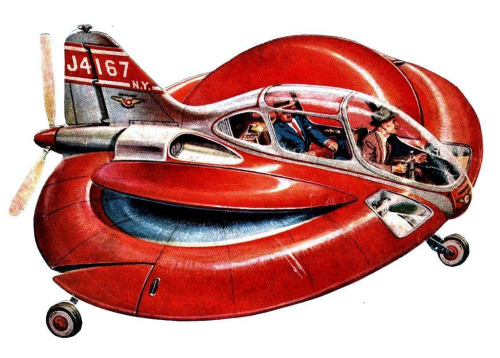 Nau voladora pintada per Frank Tinsley. Un futur que no va ser mai. Publicada a Mechanix Illustrated