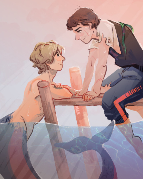 cheesy merman!au where luke saves a dashing young man (pirate? sailor? who knows) from drowning and 
