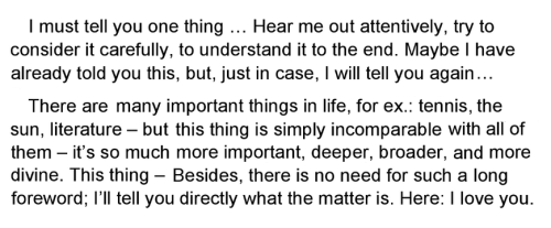 Vladimir Nabokov, letter to his wife Véra (1926), Letters to Véra (ed. Brian Boyd & trans. Olga 