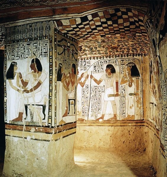 sunbabyxx: The pillared hall of the tomb of Sennefer, “tomb of the vineyards”,