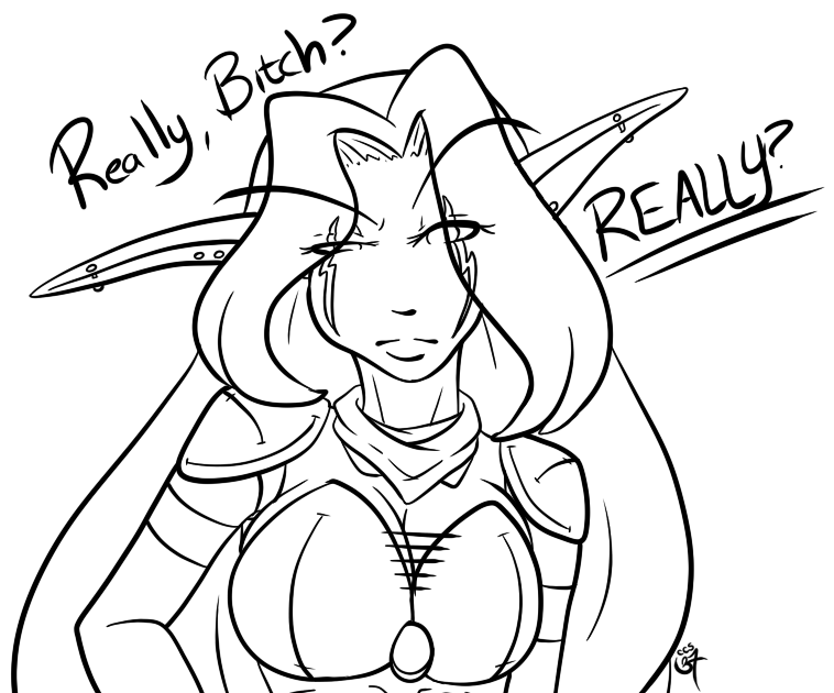 Working on a sketch between commissions of my Night Elf rogue in an RP I&rsquo;m