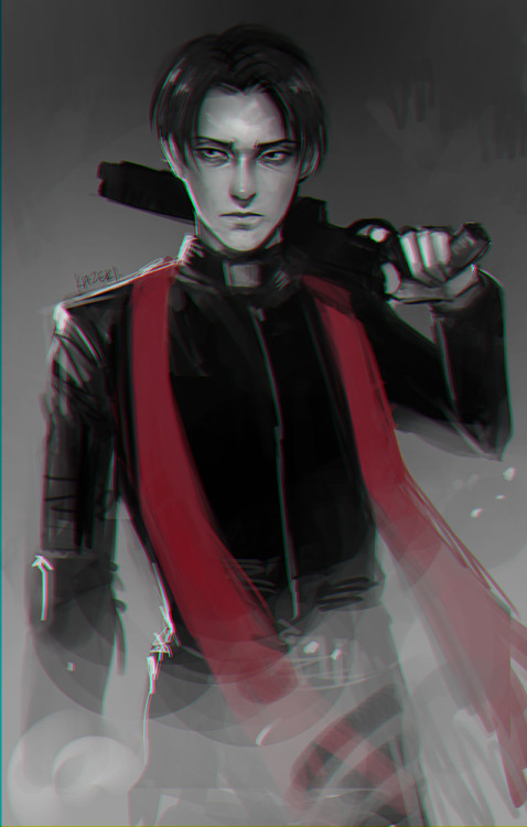 watermelonwings:  Vampire Hunter AU Erwin+Levi for Halloween :D 