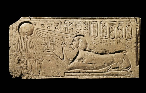 theancientwayoflife:~Relief of Akhenaten as a sphinx.Culture: EgyptianPeeiod: New Kingdom, 18th Dyna