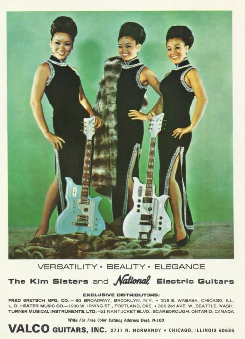 The Kim Sisters and National Electric Guitars (source: pinterest.com)