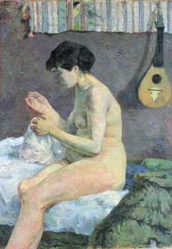 igormaglica:  Paul Gauguin (1848-1903), Study of a Nude (Suzanne Sewing), 1880.  oil on canvas, 114.5 x 80 cm 