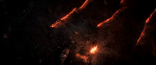 thorodinson:“Resolved to take Surtur’s severed head back to Asgard, Thor battles an army of several thousand smaller fire demons with his hammer, Mjolnir. Hela destroys the hammer later in the film, and Taika Waititi wanted to give it its last moment