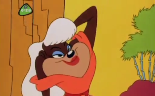 A cute female tasmanian devil from the 1993 episode of Taz-Mania called “A Young Taz’s Fancy”.