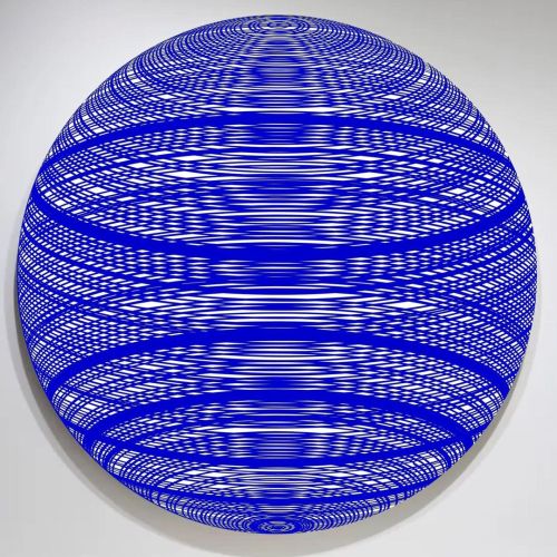 Blue Rotational Interference #JohnZoller Acrylic on Canvas 48 inch Diameter #fineart #modern #painti