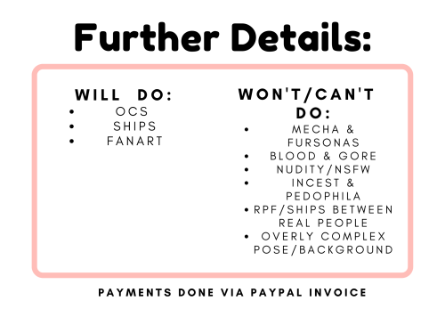 I’m opening commissions again!! I’ve updated my commission sheet to reflect my current style. If you