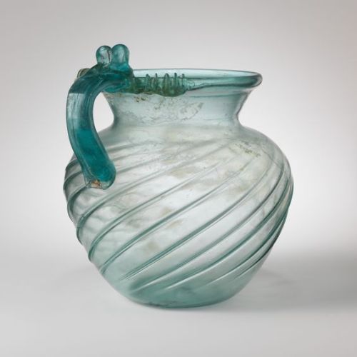 Glass jug,Early to Mid Imperial late 1st–2nd century A.D.Roman.Glass; blown in a dip mold and tooled