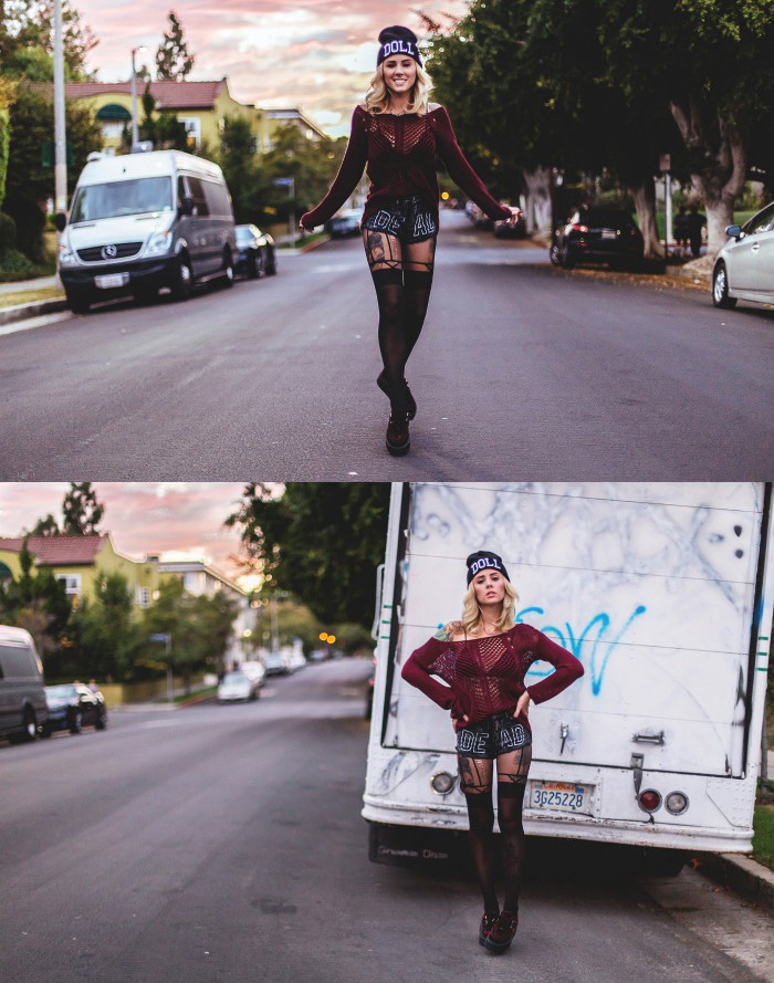 alysha:  dropdeadclothing:  Alysha Nett styles our Dead Shorts with ripped tights