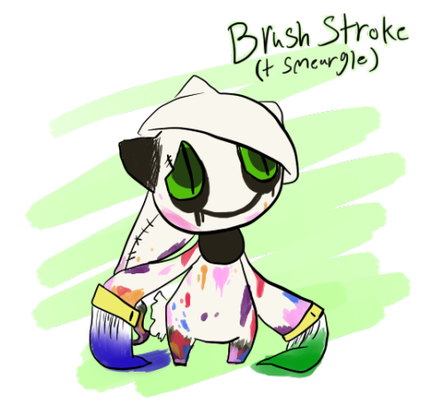 kairibloodheart:  My pokebreeds! I did benette! and I do know that smeargle can not breed with banette, but hey, look at em’ he’s frickin adorable!Bonus: