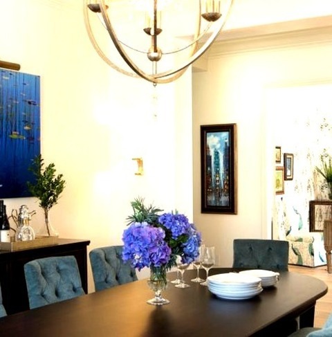 Dining Room - Mediterranean Dining RoomLarge Enclosed Dining Room Idea With White Walls, A Two-sided