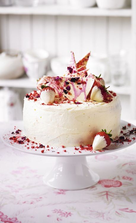 foodiebliss:  Martha’s Strawberry, Champagne &amp; Rose CakeSource: Waitrose  Where food l