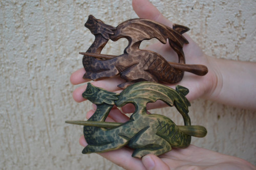 sosuperawesome:Hand Carved Dragon Hair Barrettes by Ivaylo Zlatev on EtsyBrowse more curated hair ac