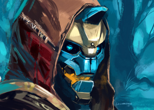 jakemyler:  Cayde-6 that I drew real quick on my Livestream. He’s just about the most fun robo to draw… it’s that horn.  