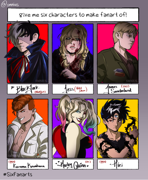 Here’s my #SixFanarts challenge! So many awesome characters to choose from, but I had to choose my f