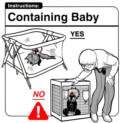 verticalforklift:  Idea courtesy of teamheichou. Original from Safe Baby Handling Tips. 