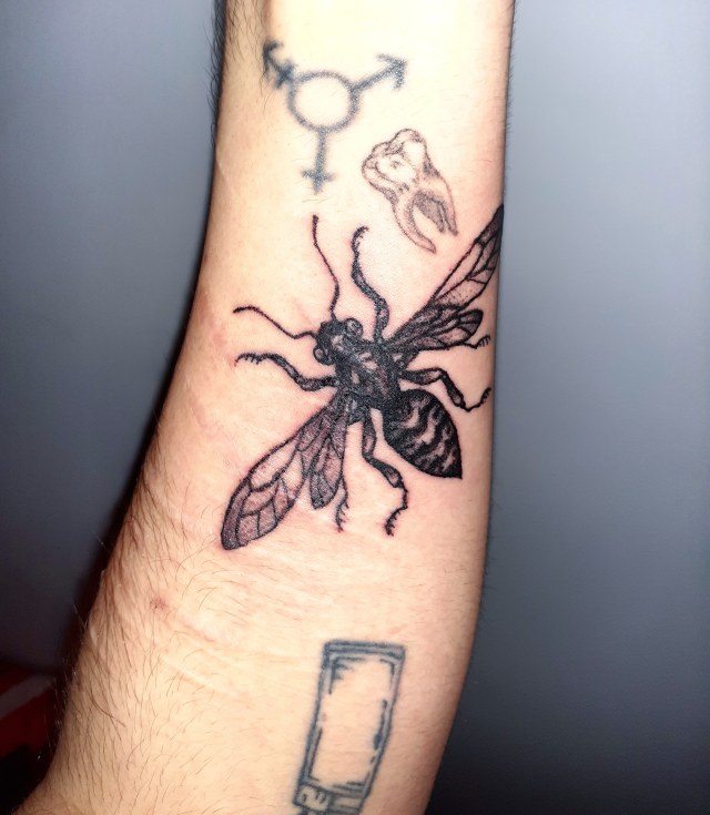 Little black wasp tattoo - Tattoogrid.net