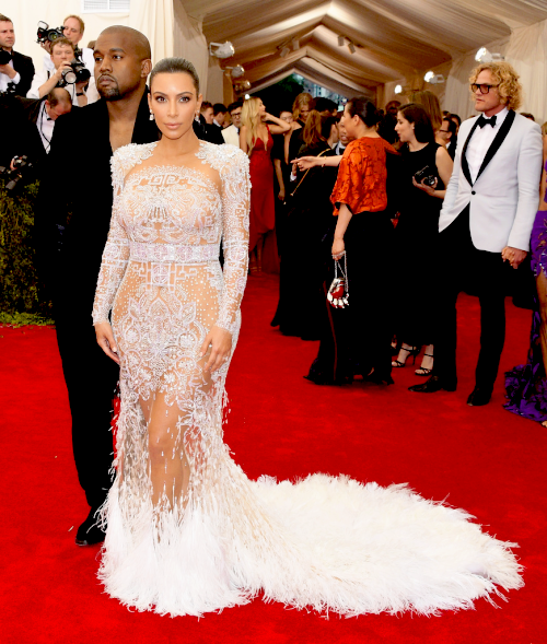 Kim Kardashian and Kanye West at the Met Gala 2015