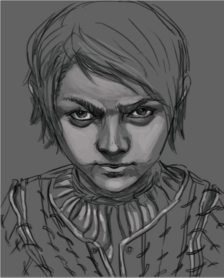 octosquiddle:  From start to finish of the Arya Stark picture I recently uploaded.