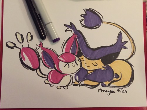 lippycrossing:May 25 - Skitty and DelcattyNuzzles from the kitties