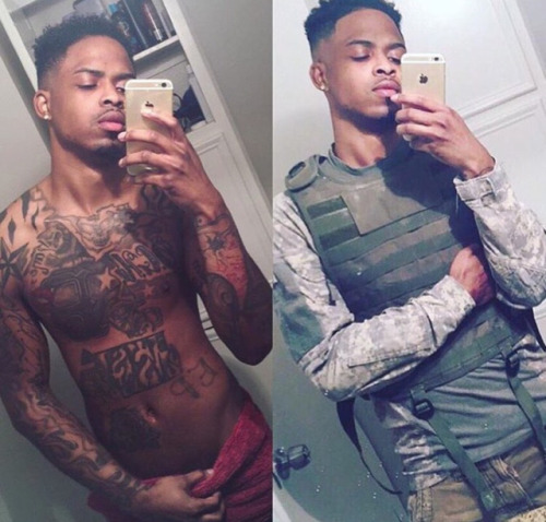 ultra-loveblackmen:  The Army gave me the vest but God blessed me with this dick.  I am ready to serve